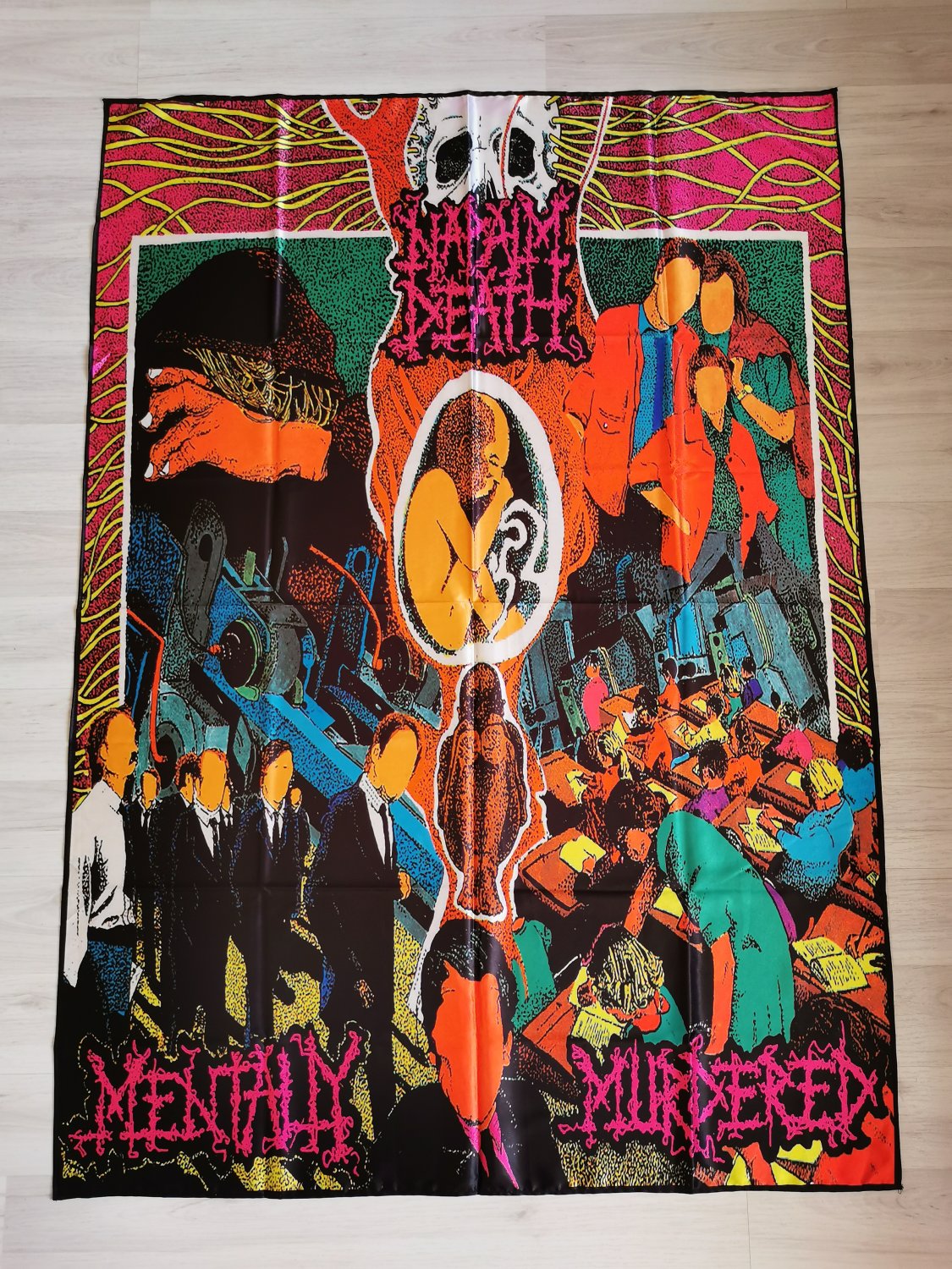 NAPALM DEATH - Mentally murdered FLAG Death metal cloth poster Bolt thrower