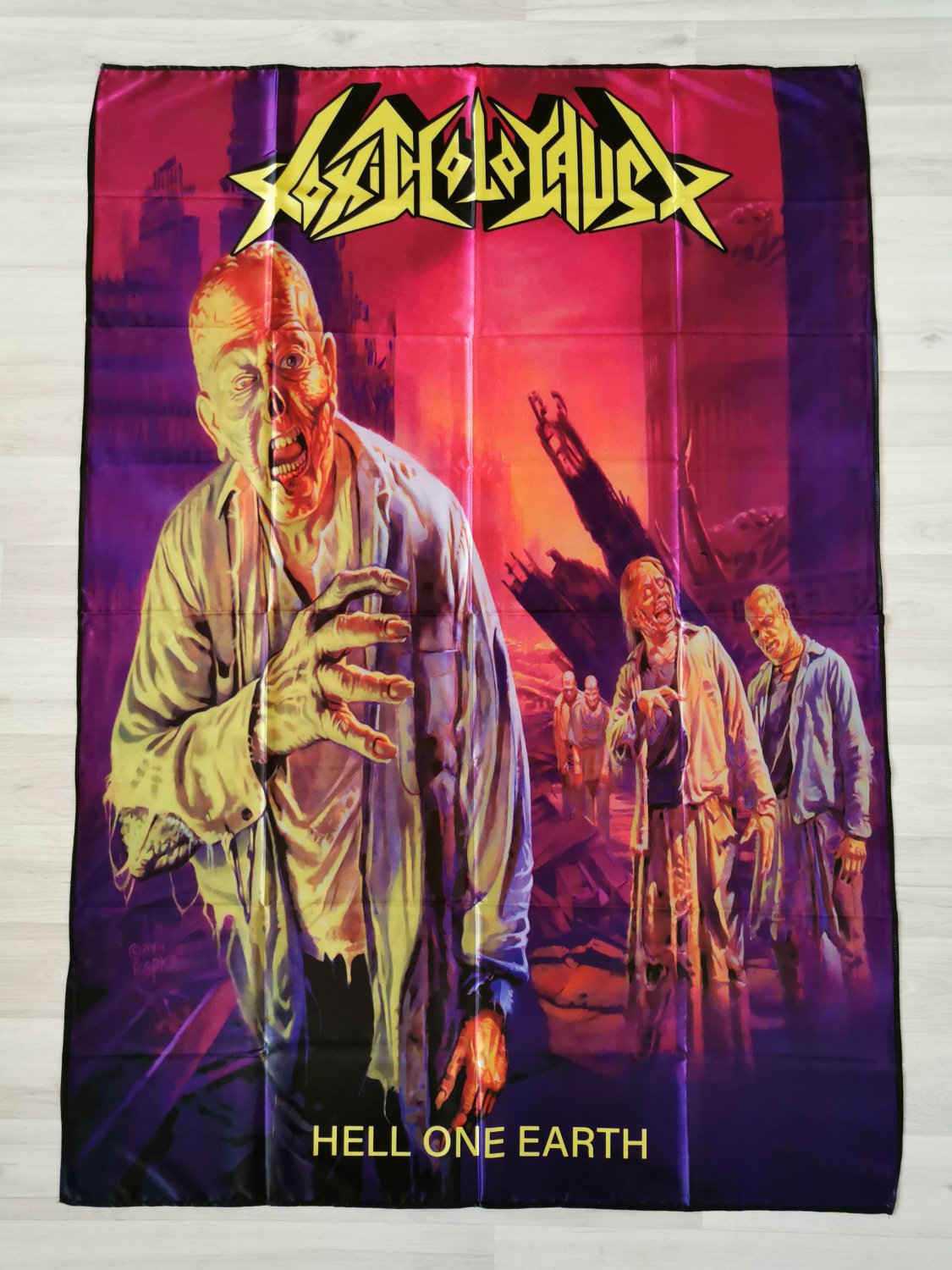 TOXIC HOLOCAUST - Hell on earth FLAG Cloth poster Thrash metal Vektor Municipal waste