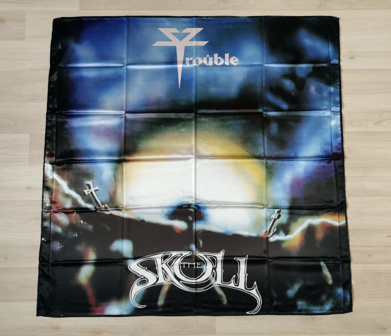 TROUBLE - The skull FLAG Cloth poster Stoner doom metal Saint Vitus