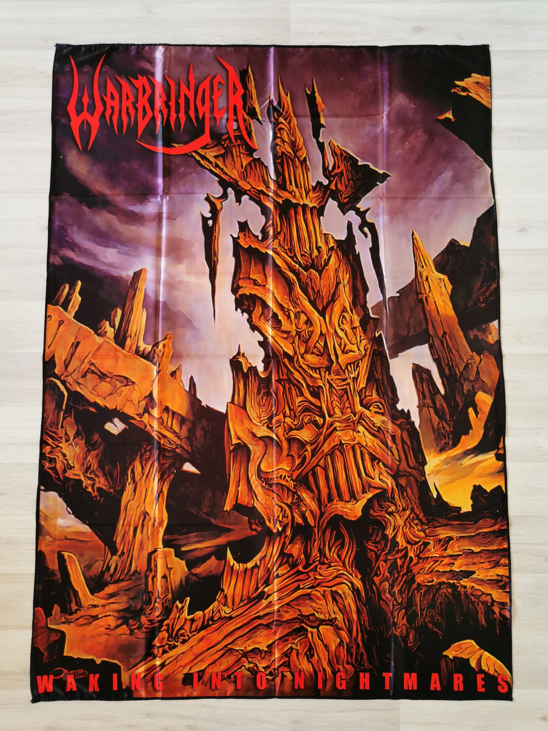 WARBRINGER - Waking into nightmares FLAG Cloth poster Thrash metal Vektor Municipal waste