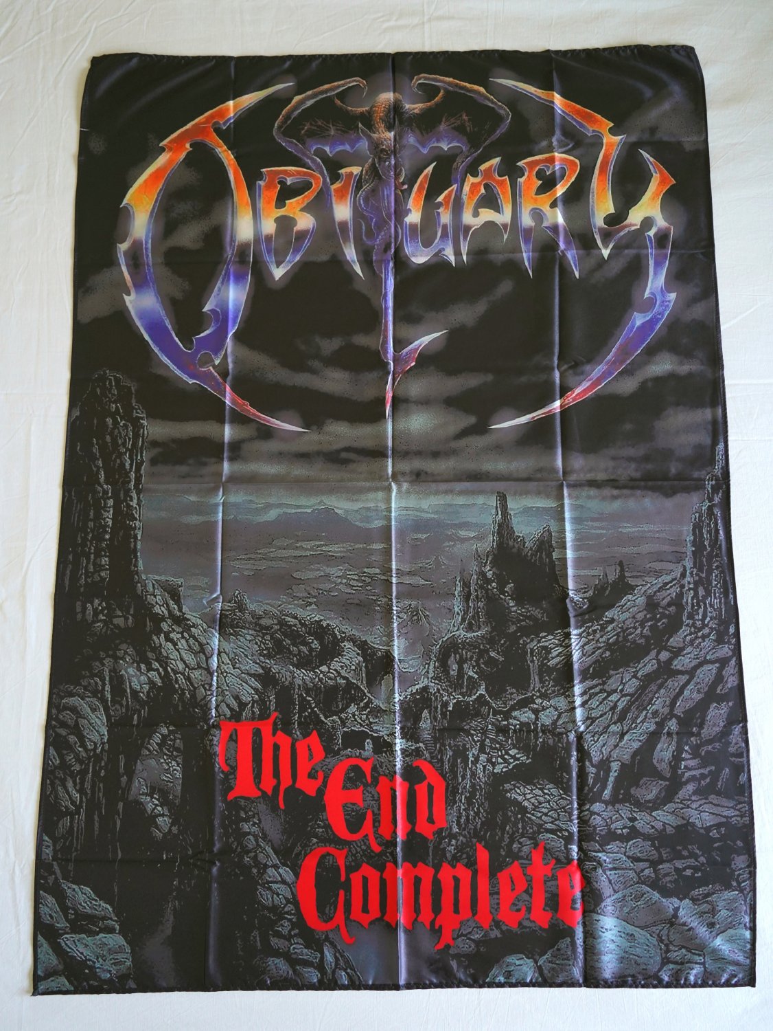 OBITUARY - The end complete FLAG cloth POSTER Banner Death METAL Cannibal Corpse