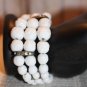 White Milk Glass Coil Wrap Vintage Bracelet 3 strands of graduated bead
