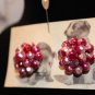 Vintage Raspberry Cluster of Glass Beads Clip On Earrings made in Japan