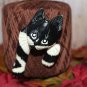 Large Wood Sculptured Black and White Cat Pin Vintage Cat Brooch