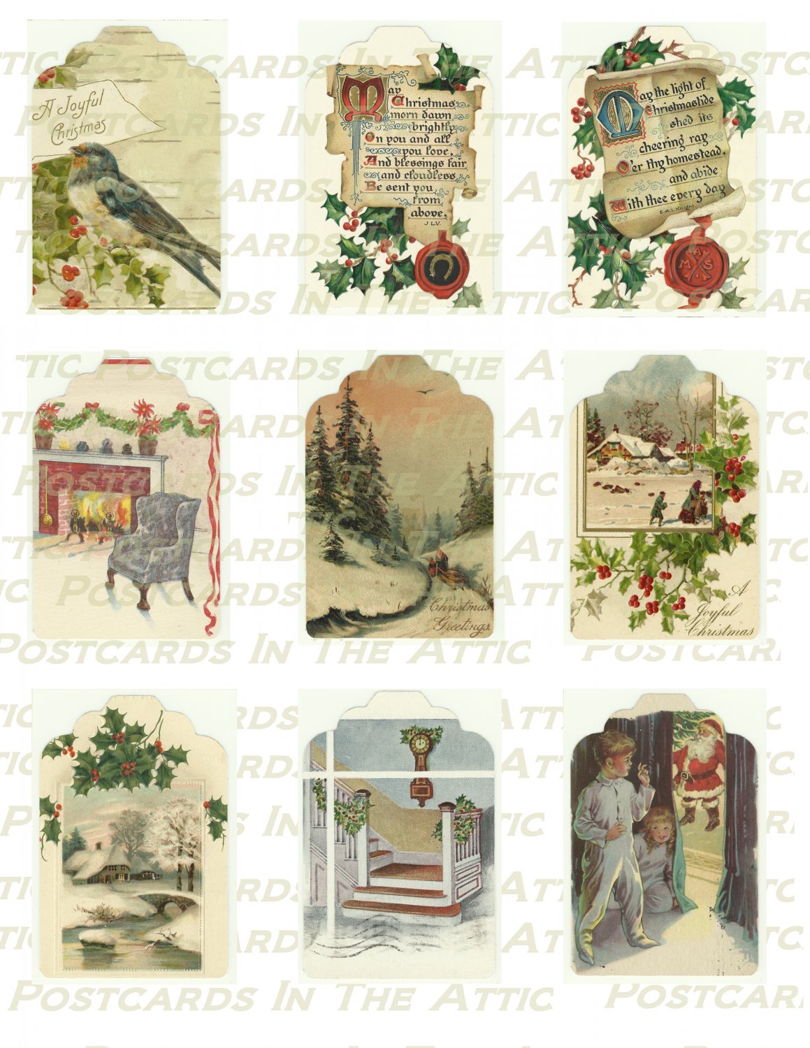 Digital Christmas Gift Tags Set 1 - 9 Old Fashioned Holiday Images ...