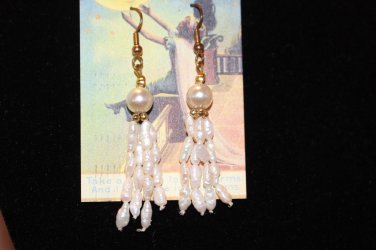 Vintage Freshwater Pearl Dangle Earrings multiple strands pierced
