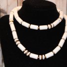 White Vintage Napier Necklace Plastic and Goldtone Metal Spacers