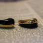 Black and Gold Two Tone Vintage Chunky Hoop Pierced Earrings
