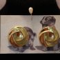 Large Gold Tone Swirl Vintage Stud Earrings approx. 1 inch in diameter