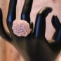 Pink Clear Glass Bead Knot Handmade Large Statement Ring