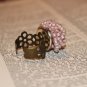Pink Clear Glass Bead Knot Handmade Large Statement Ring