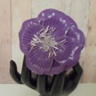 Huge Purple Magnolia Purple Leather Flower Handmade Large Statement Ring