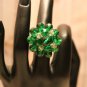 Brilliant Emerald Green Glass Bead Cluster Handmade Large Statement Ring