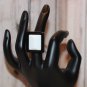 Black and White Large Dimentional Rectangular Handmade Statement Ring Modern