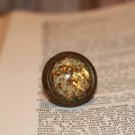 Popping Party Ring w/ gold & white Confetti Clear Resin Handmade Statement Ring
