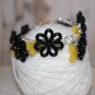 Sun Shine Yellow Daisies & Butterflies Button Bracelet Black, Silver, & Yellow