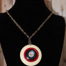 Red White and Blue Patriotic Button Necklace Handmade Upcycled Jewelry