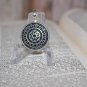 Silver Tone Medallion Pendant Upcycled Button Unisex great for Man or Woman