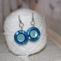 Blueberry Pie Hues of Blue for Upcycled Button Drop Earrings