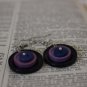 Blackberry Delight Deep Blue and Purple Summer Color Upcycled Button Earrings