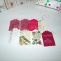 Set of 8 Handmade Old Fashioned Christmas Gift Tags, Red Hand Stamped & Vintage Postcard