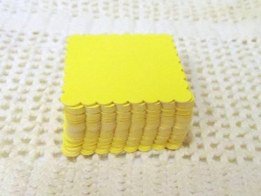 25 Die Cut Scalloped Squares in Big Bird Yellow Heavy Cardstock Scrap Booking