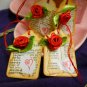 Red Rose Gift Tags -Vintage Look Hand stamped and Embellished Set of 4
