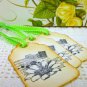 Vintage Postcard Collage With Flower Set of 3 Hand Stamped Handmade