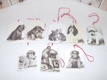 Set of 24! Handmade Christmas Gift Tags Cats, Kittens , Puppies and Dogs