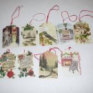 Set of 24 Handmade Christmas Gift Tags Vintage Christmas Scenes - Nostalgic Holiday