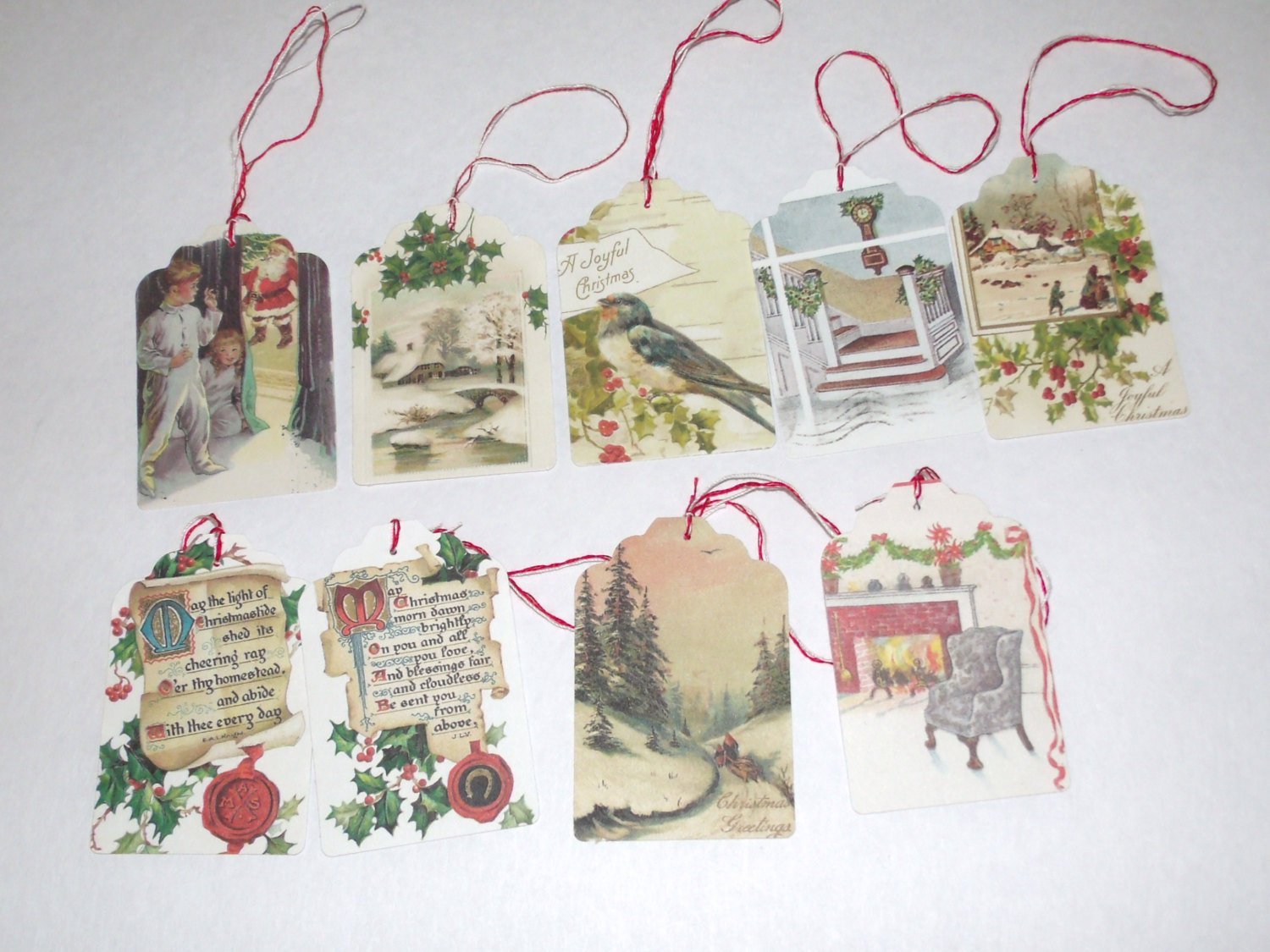 Set of 24 Handmade Christmas Gift Tags Vintage Christmas Scenes ...