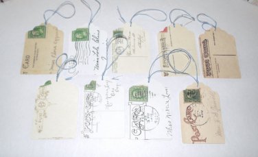 24 Pack of Handmade Christmas Gift Tags of Old Fashioned Postcard Backs - Nostalgic All Ocassion