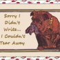 Handmade Note Cards Set of 5, Bulldog with Torn Pants in his Mouth "Sorry I didn't Write..."