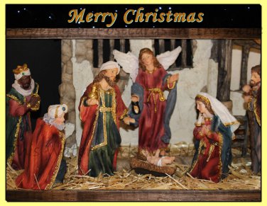 Handmade Christmas Cards Set of 5,  Fine Art Photograph Nativity Scene, Holiday Greeting Card
