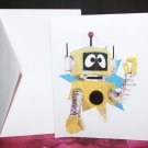 Handmade Children's Greeting Card Yo Gabba Gabba Plex Robot with Glitter Blank Inside
