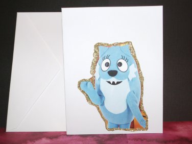 Handmade Children's Greeting Card Yo Gabba Gabba Toodee with Glitter Blank Inside
