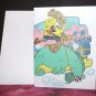 Handmade Children's Greeting Card Nickelodeon SpongeBob Riding Mystery Upcycled