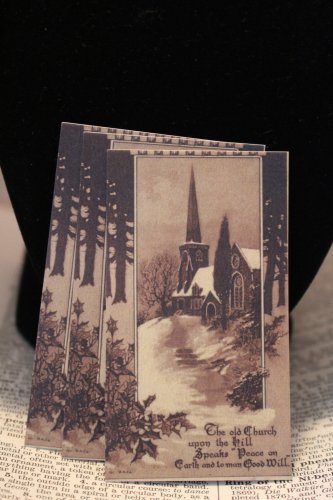 Christmas Church Scene in Sienna Jewelry Cards / Earring Cards / Place Cards