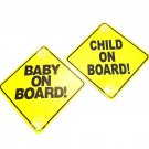 2 Strong Suction Cup Baby on Board Child Sign Stickers to car Automobile Window