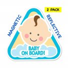 New: Baby on Board Magnetic and Reflective Sign for Boy or Girl for Car (2 Pa...