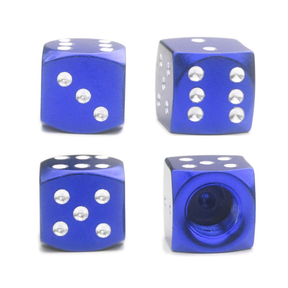 4x Blue Dice Tire Valve Stem Caps for Motorcycle Bike Car Truck Hot Rod