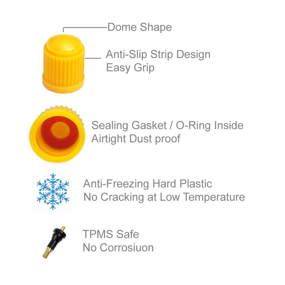 10 Orange Tire Valve Cap+Rubber SealTPMS Safe f Motorcycle Car BMX Bike ATV/UTV