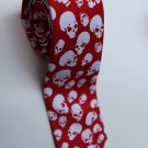 Halloween Symbol Skull White RED SLIM