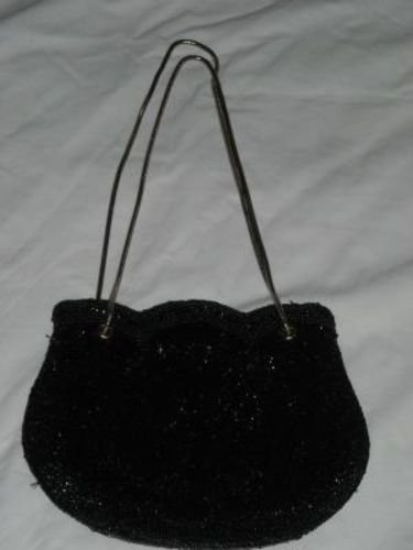 Vintage Walborg Black Beaded Bag With Heavy Gold Tone Chain Handles ...