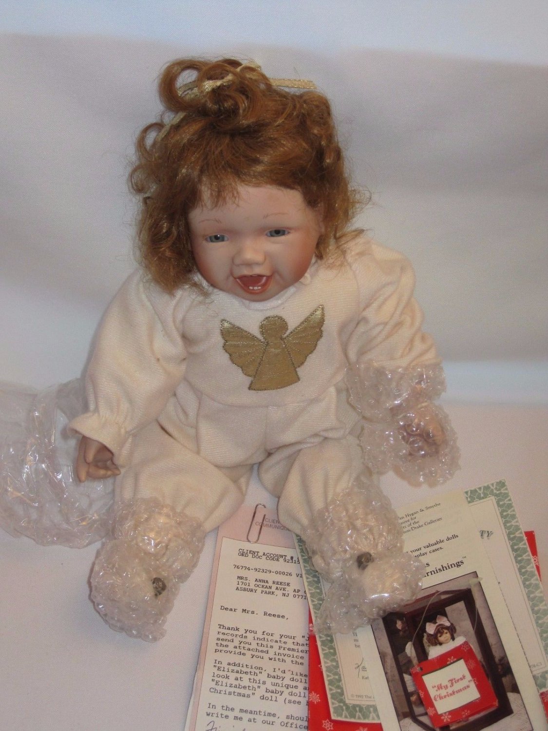 Ashton Drake 1992 My First Christmas Kathy Hippensteel Doll, Box, COA
