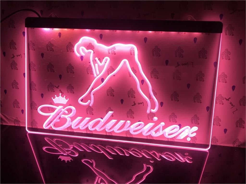 Budweiser Exotic Dancer Stripper Beer Club Bar Pub Led Light Sign Mancave Onoff 7281