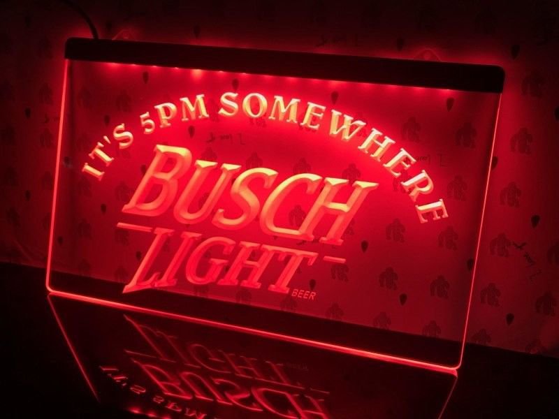 It's 5 pm Somewhere Busch Beer led neon Light Sign decor mancave display on/off