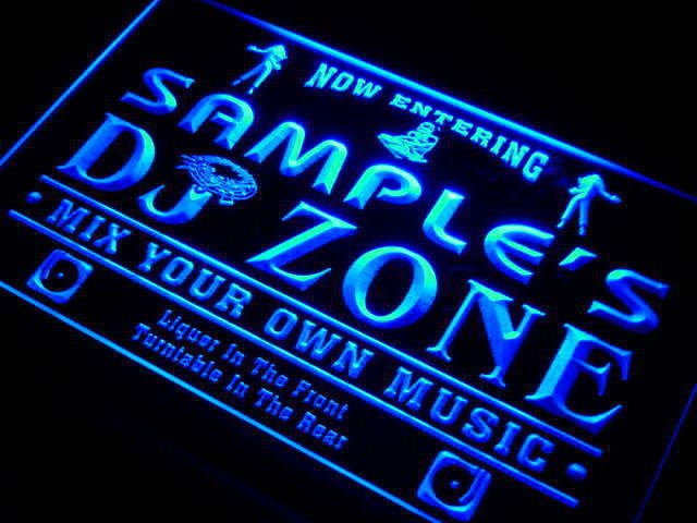 Name Personalized Custom DJ Zone Music Turntable Disco Bar Beer Neon Sign light