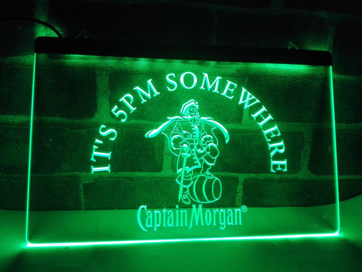IT's 5 pm Somewhere Captain Morgan LED Neon Sign bar beer home decor wall on/off