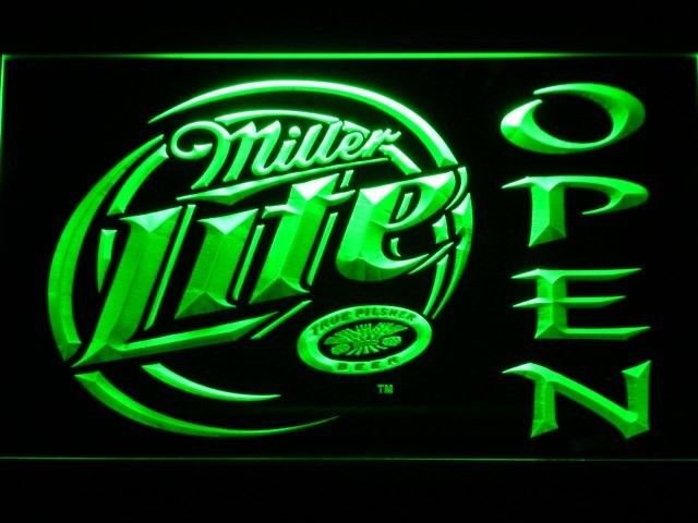 Miller Lite Beer OPEN Bar LED Neon light Sign On/Off display man cave garage bar